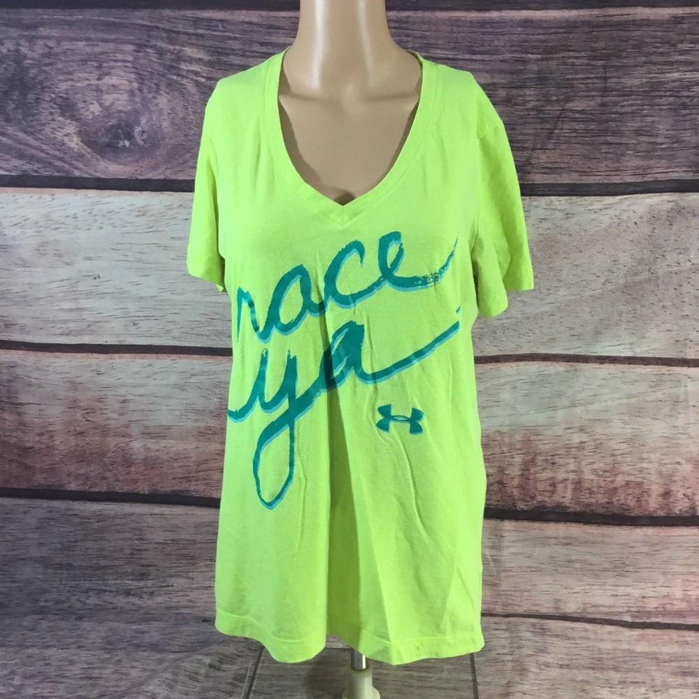 Under Armour Shirt Women M Yellow Short Sleeve